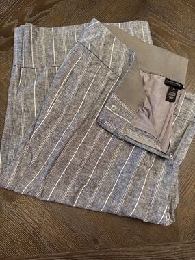 Lane Bryant Wide Leg Grey Pinstripe Cropped Dress Pants